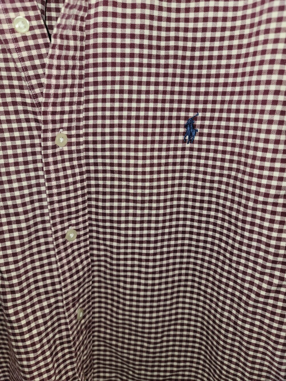 Ralph Lauren Burgundy and White Gingham Button-Down Shirt Mens Sz L Classic Fit - Picture 4 of 6